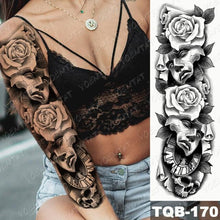 Load image into Gallery viewer, Full Arm Temporary Tattoos 8 Sheets and Half Arm Shoulder Waterproof Tattoos Elegant Large Lion Sleeve Sticker Tattoo Waterproof Temporary Big Wolf Tatoos For Men and Women
