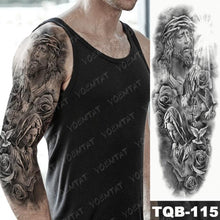 Load image into Gallery viewer, Full Arm Temporary Tattoos 8 Sheets and Half Arm Shoulder Waterproof Tattoos Elegant Large Lion Sleeve Sticker Tattoo Waterproof Temporary Big Wolf Tatoos For Men and Women