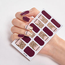 Load image into Gallery viewer, Full Cover Nail Stickers Nail Polish Nail Decoration Nails Sticker Designer Self Adhesive Nail Sticker Creative Nail Art Sticker Sticker Nail Decorations Accessories Metal Curve Stripe Lines Design Letter Nail Sticker Adhesive Decoration Template