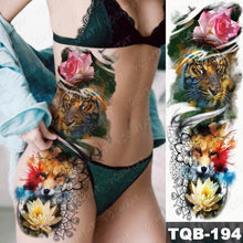 Load image into Gallery viewer, Full Women Man Realistic Waterproof Temporary Tattoo Tiger Stickers Luxury Big Design For Arm Thigh