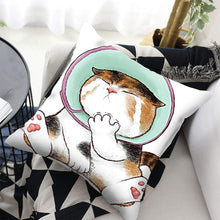 Load image into Gallery viewer, Funny Cute Cat Plush Cushion Pillow Covers Cat Pillow Cases Animal Kitty Pillowcase Cotton Linen Cushion Cover For Couch Cover Pillows Cases For Sofa Home Decoration Pillowcase Polyester Throw Pillow Case 45x45CM