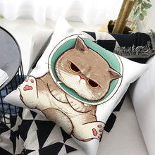 Load image into Gallery viewer, Funny Cute Cat Plush Cushion Pillow Covers Cat Pillow Cases Animal Kitty Pillowcase Cotton Linen Cushion Cover For Couch Cover Pillows Cases For Sofa Home Decoration Pillowcase Polyester Throw Pillow Case 45x45CM