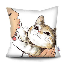 Load image into Gallery viewer, Funny Cute Cat Plush Cushion Pillow Covers Cat Pillow Cases Animal Kitty Pillowcase Cotton Linen Cushion Cover For Couch Cover Pillows Cases For Sofa Home Decoration Pillowcase Polyester Throw Pillow Case 45x45CM