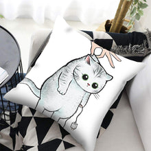Load image into Gallery viewer, Funny Cute Cat Plush Cushion Pillow Covers Cat Pillow Cases Animal Kitty Pillowcase Cotton Linen Cushion Cover For Couch Cover Pillows Cases For Sofa Home Decoration Pillowcase Polyester Throw Pillow Case 45x45CM