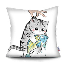 Load image into Gallery viewer, Funny Cute Cat Plush Cushion Pillow Covers Cat Pillow Cases Animal Kitty Pillowcase Cotton Linen Cushion Cover For Couch Cover Pillows Cases For Sofa Home Decoration Pillowcase Polyester Throw Pillow Case 45x45CM