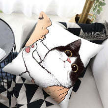 Load image into Gallery viewer, Funny Cute Cat Plush Cushion Pillow Covers Cat Pillow Cases Animal Kitty Pillowcase Cotton Linen Cushion Cover For Couch Cover Pillows Cases For Sofa Home Decoration Pillowcase Polyester Throw Pillow Case 45x45CM