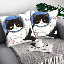 Load image into Gallery viewer, Funny Cute Cat Plush Cushion Pillow Covers Cat Pillow Cases Animal Kitty Pillowcase Cotton Linen Cushion Cover For Couch Cover Pillows Cases For Sofa Home Decoration Pillowcase Polyester Throw Pillow Case 45x45CM