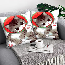 Load image into Gallery viewer, Funny Cute Cat Plush Cushion Pillow Covers Cat Pillow Cases Animal Kitty Pillowcase Cotton Linen Cushion Cover For Couch Cover Pillows Cases For Sofa Home Decoration Pillowcase Polyester Throw Pillow Case 45x45CM