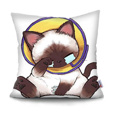 Load image into Gallery viewer, Funny Cute Cat Plush Cushion Pillow Covers Cat Pillow Cases Animal Kitty Pillowcase Cotton Linen Cushion Cover For Couch Cover Pillows Cases For Sofa Home Decoration Pillowcase Polyester Throw Pillow Case 45x45CM