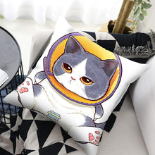 Load image into Gallery viewer, Funny Cute Cat Plush Cushion Pillow Covers Cat Pillow Cases Animal Kitty Pillowcase Cotton Linen Cushion Cover For Couch Cover Pillows Cases For Sofa Home Decoration Pillowcase Polyester Throw Pillow Case 45x45CM