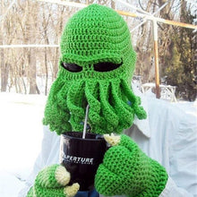 Load image into Gallery viewer, Funny Party Octopus Beard Hat Unisex Animal Cthulhu Crocheted Tentacle Knit Wind Mask Ski Cap Halloween Hats Bear Boys Octopus Beanie Hat For Men Winter Warm Skiing Biking Costume Squid Mask Foldaway Beard Octopus Pirate Hats Bearded Caps