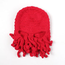 Load image into Gallery viewer, Funny Party Octopus Beard Hat Unisex Animal Cthulhu Crocheted Tentacle Knit Wind Mask Ski Cap Halloween Hats Bear Boys Octopus Beanie Hat For Men Winter Warm Skiing Biking Costume Squid Mask Foldaway Beard Octopus Pirate Hats Bearded Caps