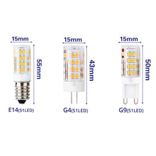 Load image into Gallery viewer, G9 G4 E14 LED Bulb 5W AC220V LED Corn Lamp SMD 2835 51LEDs White / Warm white Replace halogen lamp 1PCS Bulb Dimmable 4W, 40 Watt T4 G9 Halogen Equivalent, 2700K Soft Warm White, 120V No-Flicker, Chandelier Lighting