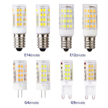 Load image into Gallery viewer, G9 G4 E14 LED Bulb 5W AC220V LED Corn Lamp SMD 2835 51LEDs White / Warm white Replace halogen lamp 1PCS Bulb Dimmable 4W, 40 Watt T4 G9 Halogen Equivalent, 2700K Soft Warm White, 120V No-Flicker, Chandelier Lighting