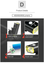 Load image into Gallery viewer, GACIRON 400-1800 Lumens Bicycle Front Light USB Rechargeable Cycling Headlight Flashlight MTB Road Bike Waterproof LED Head Lamp