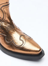 Load image into Gallery viewer, Ganni Women Mid Shaft Embroidered Metallic Western Boots
