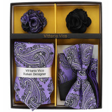 Load image into Gallery viewer, Vittorio Farina Gift Box (Necktie, Bow Tie, Pocket Squares and Flower Lapel Pin)
