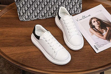 Load image into Gallery viewer, Genuine Leather Women Platform Sneakers Autumn Fashion Sports Little White Shoes Platform Flats Casual Lace Up Woman Comfort Walking Sneakers