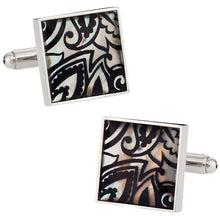 Load image into Gallery viewer, Genuine Mother of Pearl Black Print Cufflinks