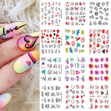 Load image into Gallery viewer, Geometrics Blue Flower Leaves Water Decals Stickers Special Floral Transfer Slider For Nails Decoration Nail Art Stickers Black White Flower Palm Leaf Nail Self-Adhesive Decals Nail Stickers Water Transfer Fresh Nail Decals for Nail Art Butterfly Palm