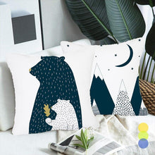 Load image into Gallery viewer, Geometry Cushion Cover Trees Cactus Bear Star Pattern Cushion Cover Pillowcase Cotton Pillow Sofa Throw White Printed Print Decorative Pillow Covers For Sofa Bed Sweet Home Decor Case 45x45CM