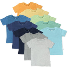 Load image into Gallery viewer, HonestBaby Multipack Short Sleeve T-Shirt Tee 100% Organic Cotton Infant Baby, Toddler, Little Kids Boys, Girls, Unisex 2T 10-pack Rainbow Boy - # BOAA11510015