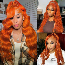 Load image into Gallery viewer, Ginger Orange Body Wave Human Hair Lace Front Wig #350 Colored 13x6 Pre Plucked 200%