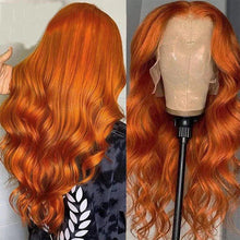 Load image into Gallery viewer, Ginger Orange Body Wave Human Hair Lace Front Wig #350 Colored 13x6 Pre Plucked 200%