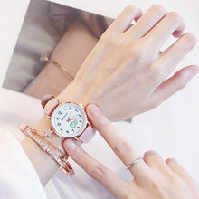 Load image into Gallery viewer, Girl Cute Watch Analog Childrens Quartz Comfortable Watch Girl Elementary School Fashion Girl Analog Watch Unisex Wrist Watches Stainless Steel Dial Leather Strap Watches Quartz Fashion Watch
