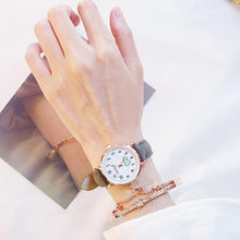 Load image into Gallery viewer, Girl Cute Watch Analog Childrens Quartz Comfortable Watch Girl Elementary School Fashion Girl Analog Watch Unisex Wrist Watches Stainless Steel Dial Leather Strap Watches Quartz Fashion Watch