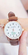 Load image into Gallery viewer, Girl Cute Watch Analog Childrens Quartz Comfortable Watch Girl Elementary School Fashion Girl Analog Watch Unisex Wrist Watches Stainless Steel Dial Leather Strap Watches Quartz Fashion Watch