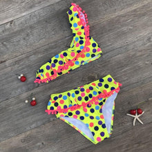 Load image into Gallery viewer, Girls Split Swimsuits Cute Shoulder Swimsuit Toddler Baby Girls 2 Piece Swimsuit Kids Bathing Beach Sun Suit Children Swimwear Bikini Set Girl Swimming Clothes Kids Bathing Suit Beachwear For Summer