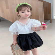 Load image into Gallery viewer, Girls' Summer Lace Top & Bubble Shorts Set | Ages 3-8 - # GIAA212310020