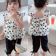 Load image into Gallery viewer, Girls' Summer Polka Dot | Top & Pants Set | Ages 3-8 - # GIAA212310018