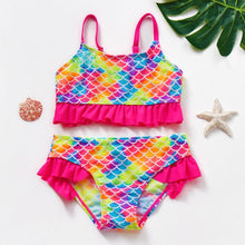 Load image into Gallery viewer, Girls Swimsuit Kids Swimwear Cute Print Kids Bikini Sets Girls Swimsuits Two Piece Bathing Suit Sets 3D Printed Swimwear Ruffle Style Children Swimwear Kids Beach Wear 2-16 Year