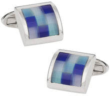 Load image into Gallery viewer, Glacier Blue Fiber Optic Cufflinks
