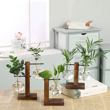 Load image into Gallery viewer, Glass Planter Bulb Vase Transparent Terrarium Hydroponic Vases For Home Garden Office Wedding Decor Wooden Stand Air Planter Bulb Glass Vase Propogation Station for Hydroponics Home Garden Office Decoration