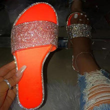 Load image into Gallery viewer, Glitter Slippers Women Summer Sandals Fashion Bling Candy Color Flip Flops Beach Diamond Flat Outdoor Sandals Slip On Sandals Slide Glitter Bling Casual Sandal Flat Open Toe Sparkle Slides