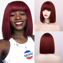 Load image into Gallery viewer, Glorious Synthetic Wigs Short Bob Wigs Black/Pink Bangs Wigs for Women Heat Resistant Fiber Hair Brazilin Wigs For Black Women Cosplay Wigs For Women