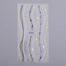 Load image into Gallery viewer, Gold 3D Nail Sticker Curve Stripe Lines Nails Stickers Gradient Adhesive Striping Tape Nail Foil Nail Art Stickers Decals Silver Strip Line Nail Decal Self-Adhesive 3D Wave Decal Decoration Metallic Curve Design Decoration for Women Girls