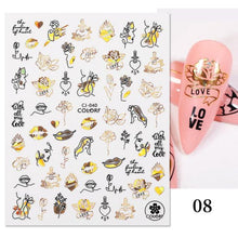 Load image into Gallery viewer, Gold Christmas Snowflake 3D Nail Stickers Sparkly Iridescent Silver Xmas Tree Elk Deer Transfer Sliders Winter Nails Accessories Design Decor Tip Transfer Nail Decals Sticker For Pretty Girl Self-Adhesive Nail Decals Designer Nail Stickers