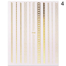 Load image into Gallery viewer, Gold Silver 3D Nail Sticker Curve Stripe Lines Nails Stickers Gradient Adhesive Striping Tape Nail Art Stickers Decal Decoration Metallic Curve Strip Line Nail Decal Self-Adhesive 3D Wave Design Decoration for Women Girls