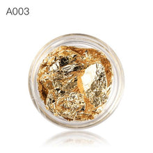 Load image into Gallery viewer, Gold Silver Irregular Aluminum Foil Paper Nail Art Sticker 3D Glitter Manicure UV Gel Polish Nail Decoration Tools Decoration Stickers Decoration New Gold Nail Transfer Foils for Nail Arts Nails Supply Holographic Effect Nail Art Foil Stickers