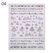 Load image into Gallery viewer, Gold Silver White Snowflakes 3D Nail Stickers Iridescent Self Adhesive Transfer Decals Manicures Art Decoration Slider Nails Decals Sticker Hot Sexy Girl Tip Back Glue Decal Cool Lollipop Self Adhesive Acrylic Tips Tool Decoration