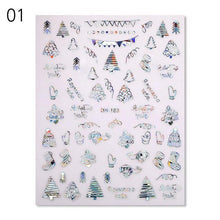 Load image into Gallery viewer, Gold Silver White Snowflakes 3D Nail Stickers Iridescent Self Adhesive Transfer Decals Manicures Art Decoration Slider Nails Decals Sticker Hot Sexy Girl Tip Back Glue Decal Cool Lollipop Self Adhesive Acrylic Tips Tool Decoration
