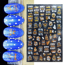 Load image into Gallery viewer, Gold Silver White Snowflakes 3D Nail Stickers Iridescent Self Adhesive Transfer Decals Manicures Art Decoration Slider Nails Decals Sticker Hot Sexy Girl Tip Back Glue Decal Cool Lollipop Self Adhesive Acrylic Tips Tool Decoration