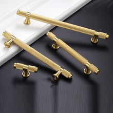Load image into Gallery viewer, Golden Brass Knurled Textured Simple Kitchen Cabinet handle And Handles Drawer Pulls Bedroom Door Knobs Cupboard Bathroom Door Handles Brushed Brass Pulls For Cabinets