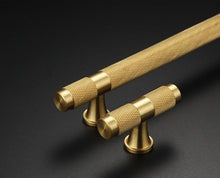 Load image into Gallery viewer, Golden Brass Knurled Textured Simple Kitchen Cabinet handle And Handles Drawer Pulls Bedroom Door Knobs Cupboard Bathroom Door Handles Brushed Brass Pulls For Cabinets