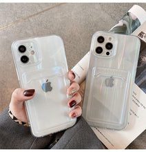 Load image into Gallery viewer, Gradient Rainbow Charming Case For iPhone 13 11 12 Pro Max XS XR 7 8 Plus Transparent Cover with Wallet Card Holder Case Soft Cover for iPhone