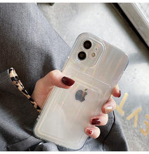 Load image into Gallery viewer, Gradient Rainbow Charming Case For iPhone 13 11 12 Pro Max XS XR 7 8 Plus Transparent Cover with Wallet Card Holder Case Soft Cover for iPhone